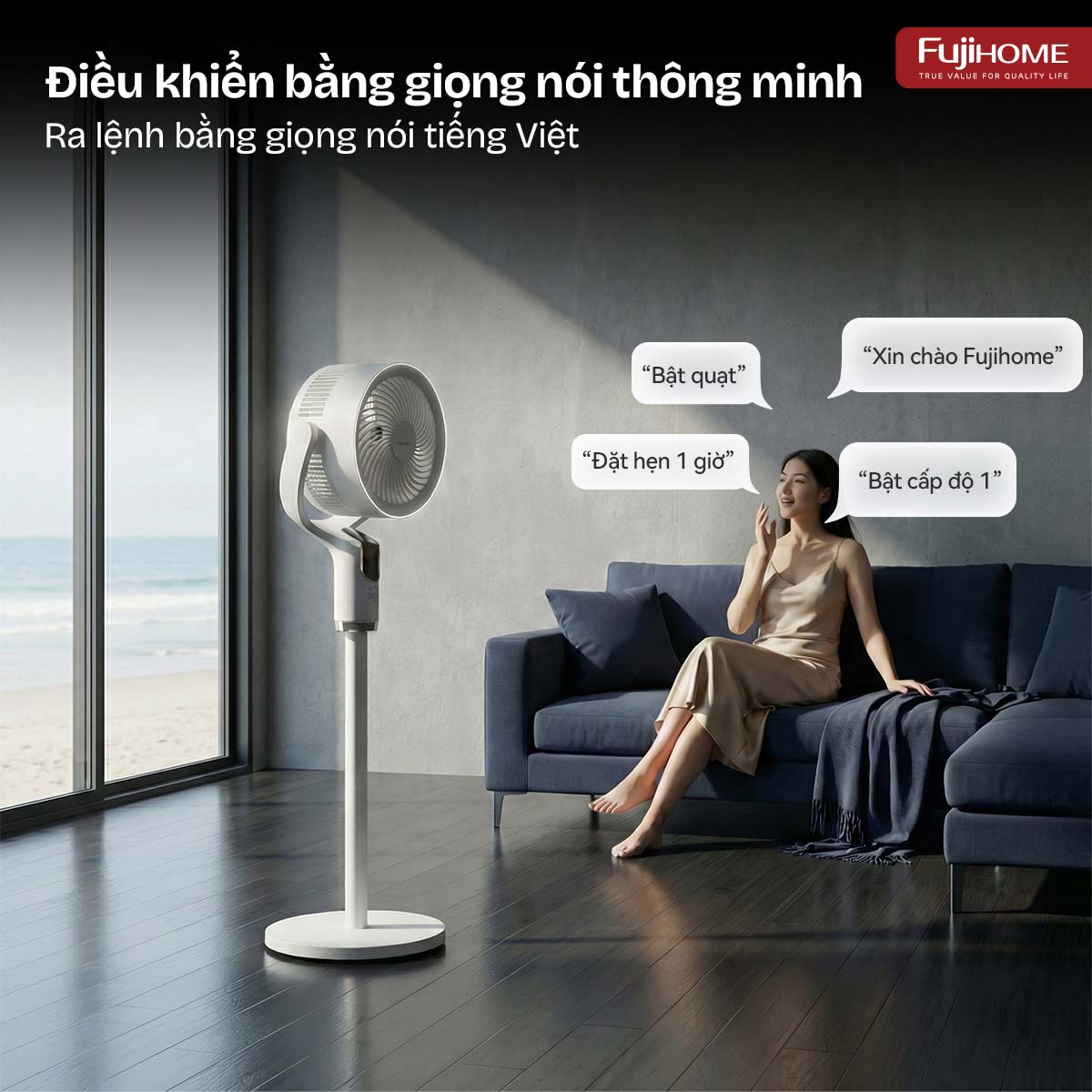 Quạt tuần hoàn không khí điều khiển bằng giọng nói Fujihome CFR04-VOICE 2