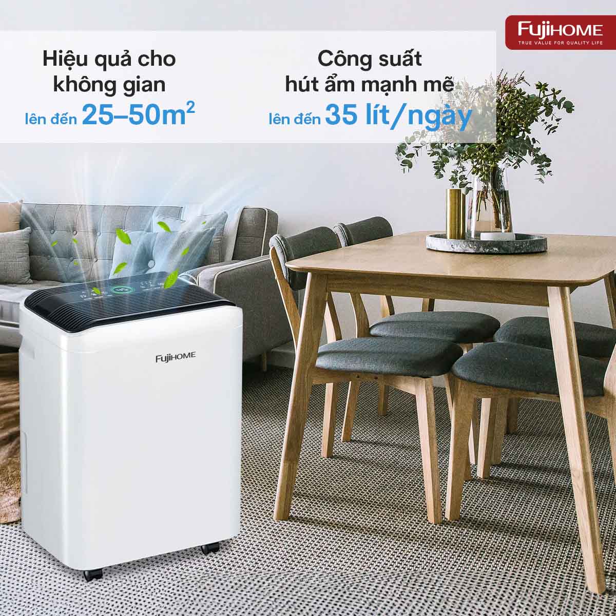 Máy hút ẩm không khí Fujihome DH35W-HEPA 1
