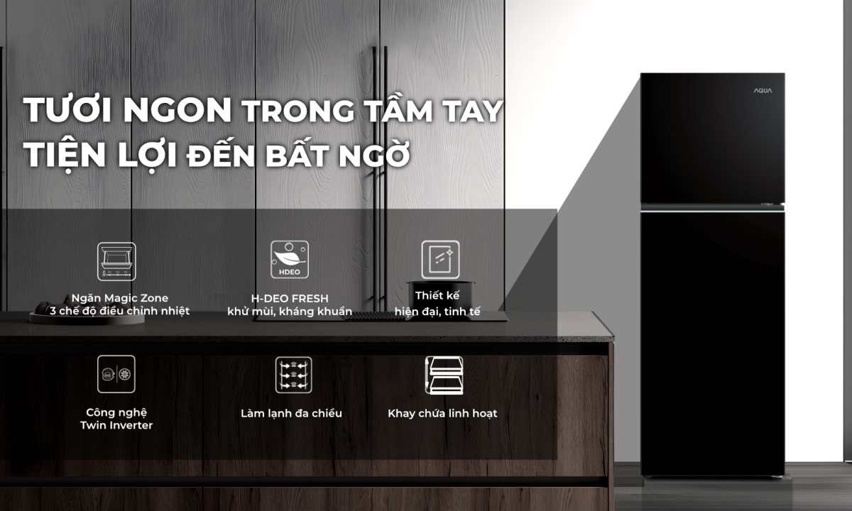 Tủ lạnh Aqua Inverter 236 lít AQR-T265FA(LB) 1